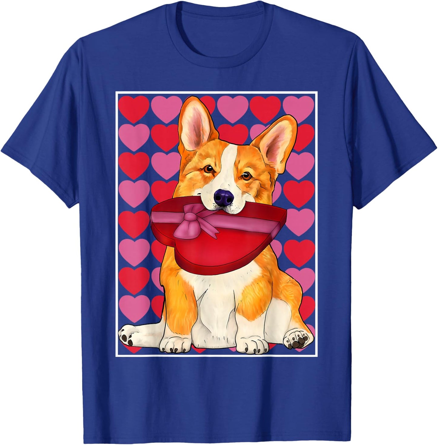 Corgi with heart shaped box of chocolates Valentine's shirt T-Shirt - T-Shirt | Royal