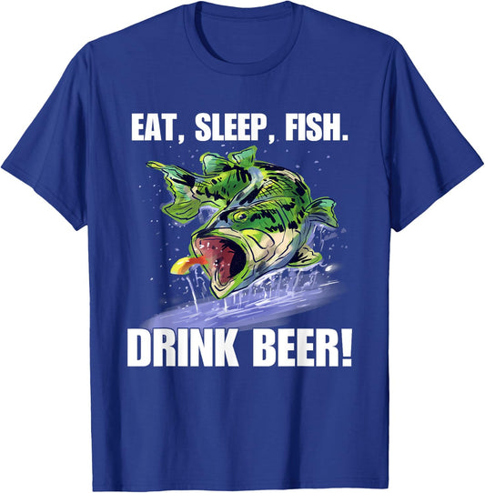 Eat Sleep Fish Drink Beer Funny Fishing T-Shirt - T-Shirt | Royal
