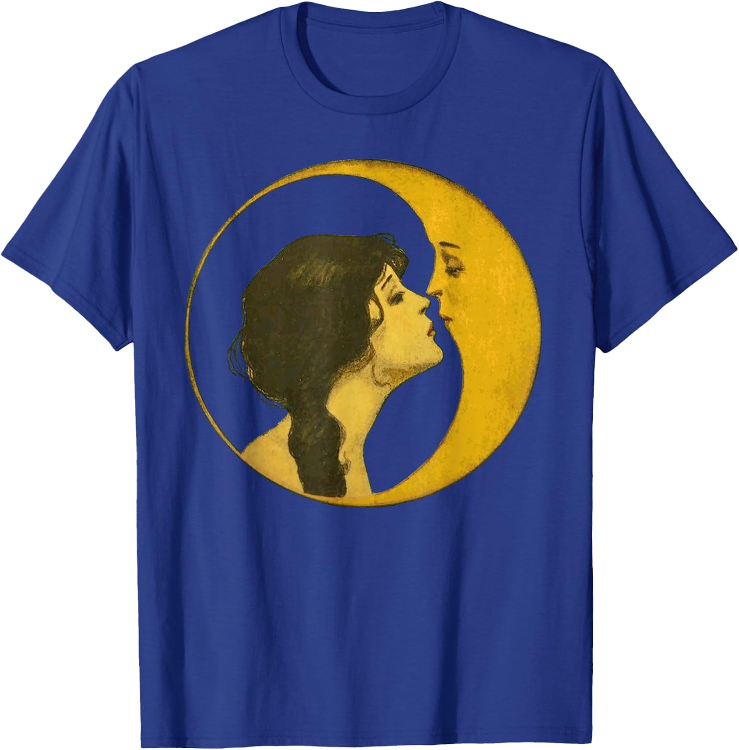 Kiss the Man On The Moon Vintage Art Celestial Gift T-Shirt - T-Shirt | Royal
