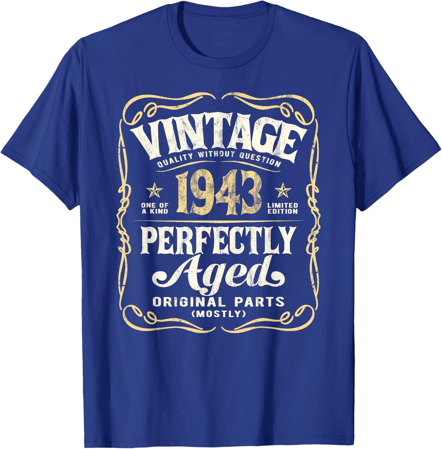 Vintage Born In 1943 Classic 82nd Birthday T-Shirt - T-Shirt | Royal