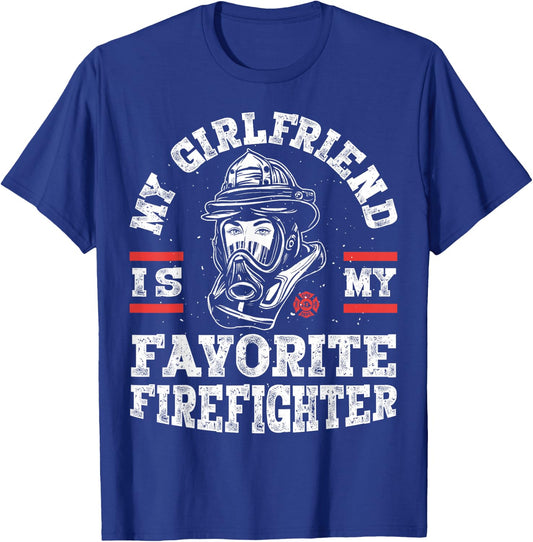 My Girlfriend Is My Favorite Firefighter Funny Boyfriend T-Shirt - T-Shirt | Royal