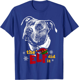 Elf did it Pitbull Christmas T-Shirt - T-Shirt | Royal