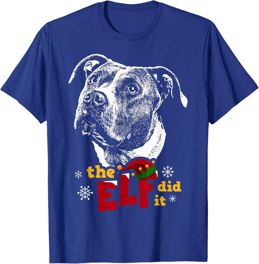 Elf did it Pitbull Christmas T-Shirt - T-Shirt | Royal