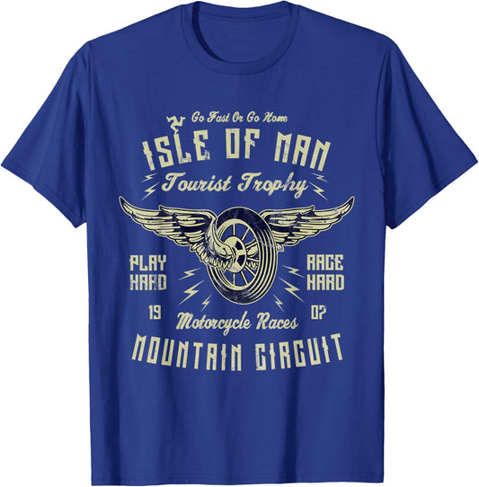 Isle Of Man TT Races Vintage Winged Wheel Motorcycle Races T-Shirt - T-Shirt | Royal