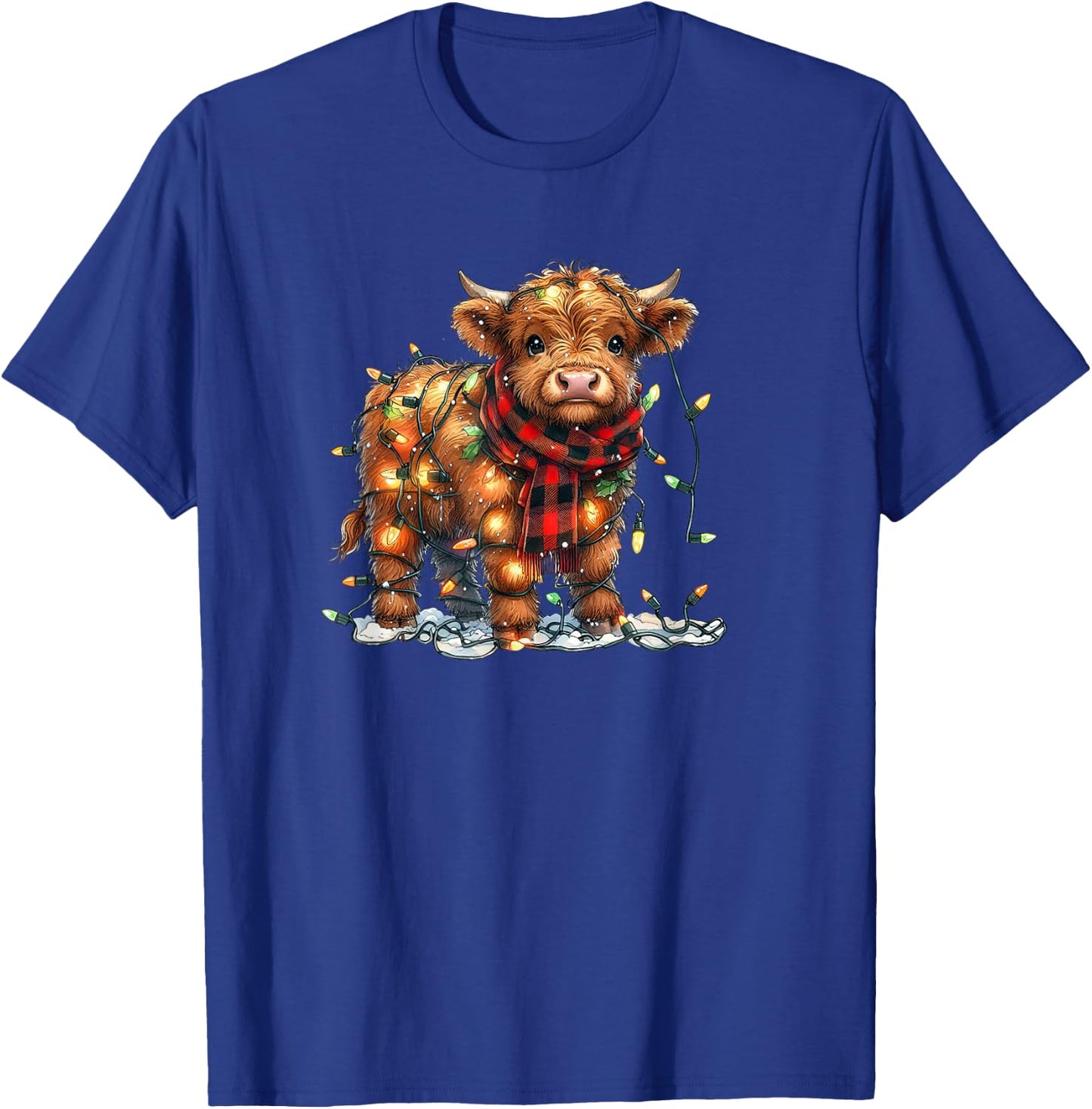 Highland Cow Christmas Xmas Santa Baby Wooly Farm Animal Kid T-Shirt - T-Shirt | Royal