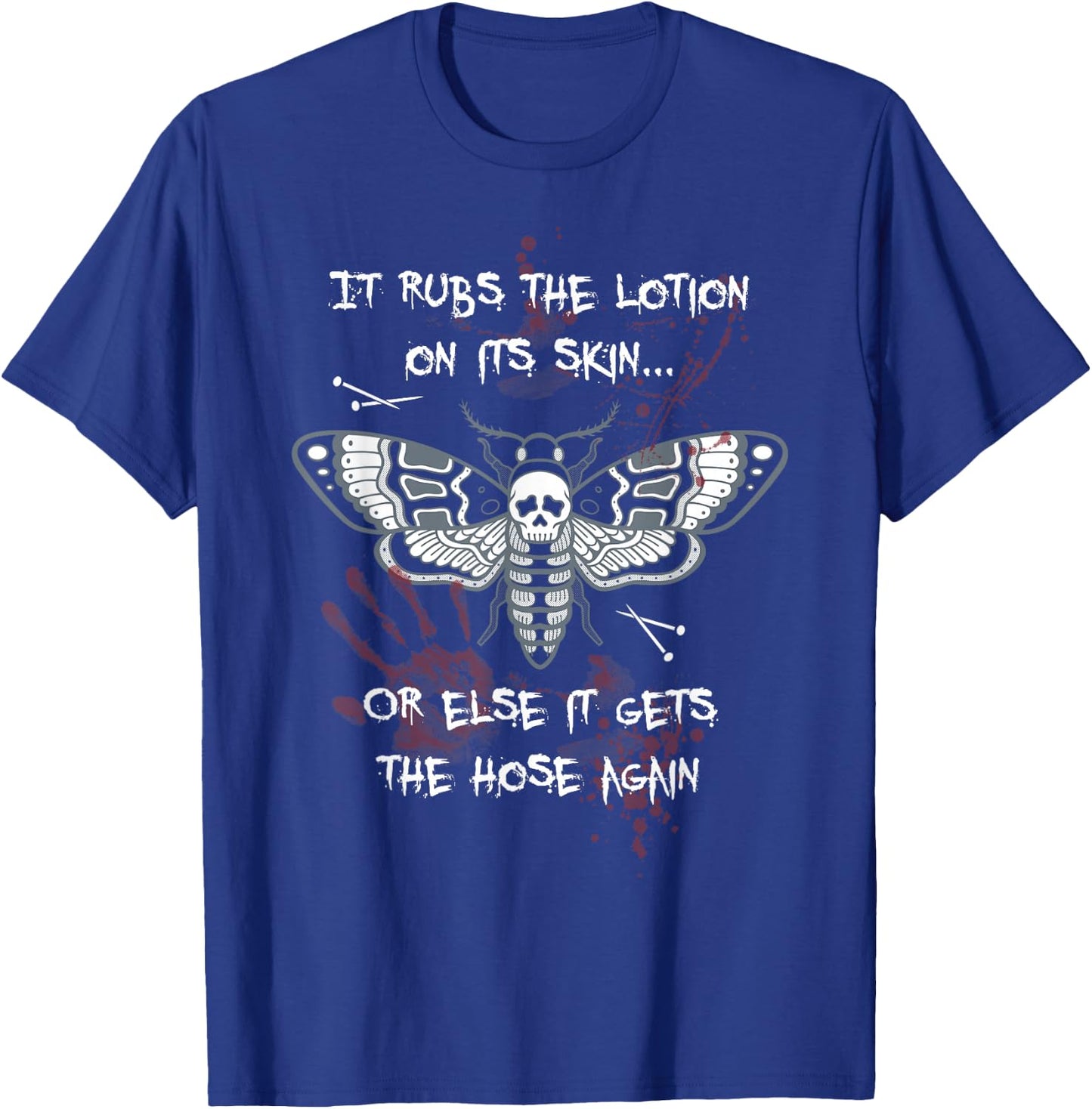 Gothic Horror Deaths Head Moth Slogan T-Shirt - T-Shirt | Royal