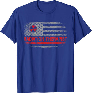 US American Flag Radiation Therapist Radiation Therapy T-Shirt - T-Shirt | Royal