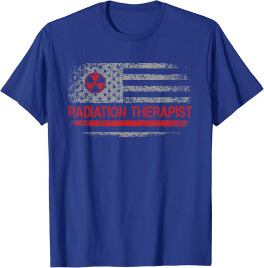 US American Flag Radiation Therapist Radiation Therapy T-Shirt - T-Shirt | Royal
