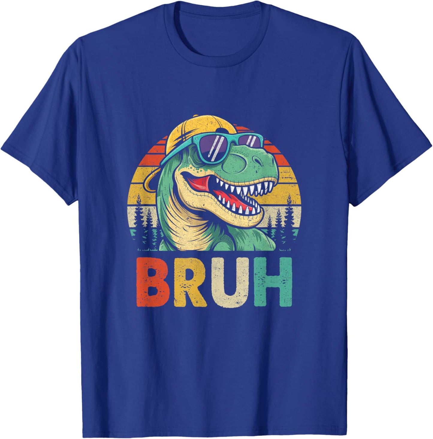Retro Cool Dino Bruh Meme Funny Dinosaur T-Rex Vintage T-Shirt - T-Shirt | Royal