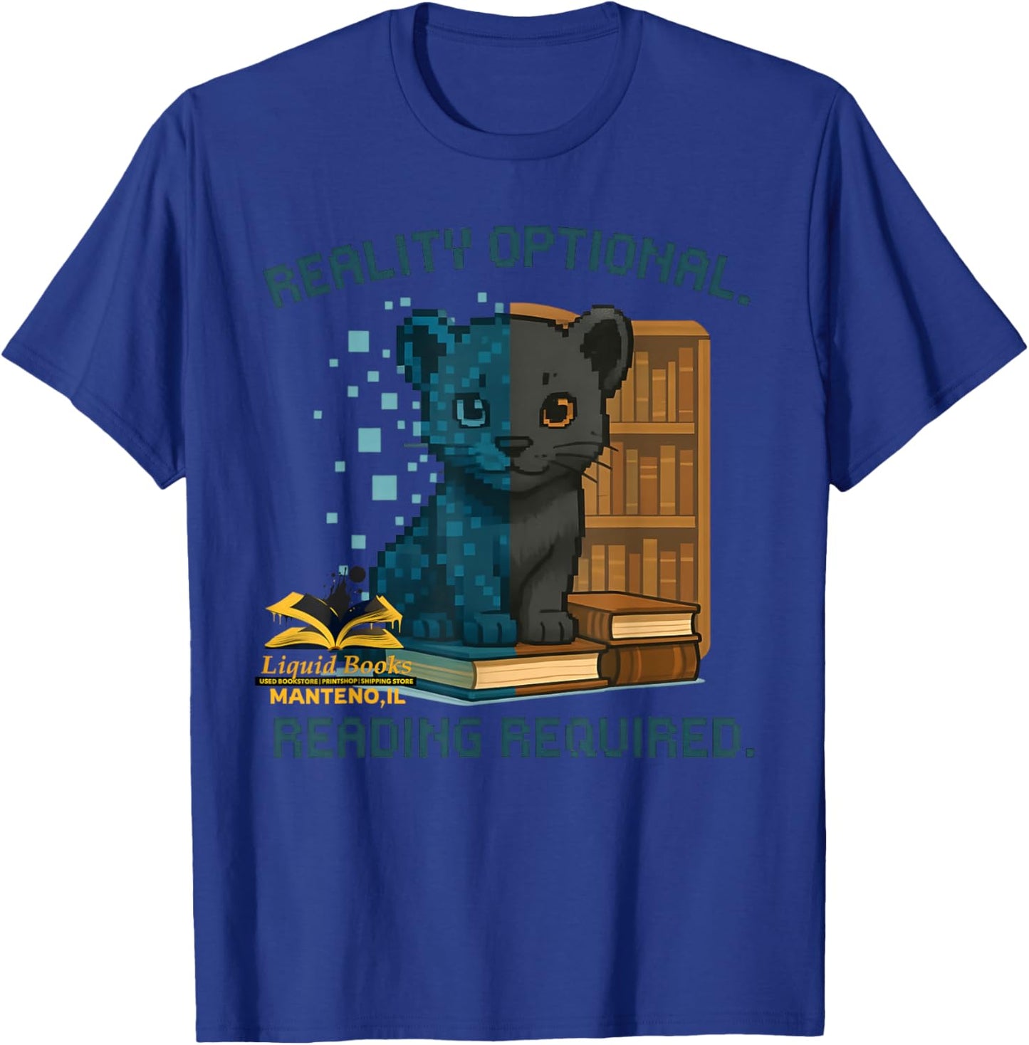 Reality Optional Reading Required Gamer Black Panther Book T-Shirt - T-Shirt | Royal