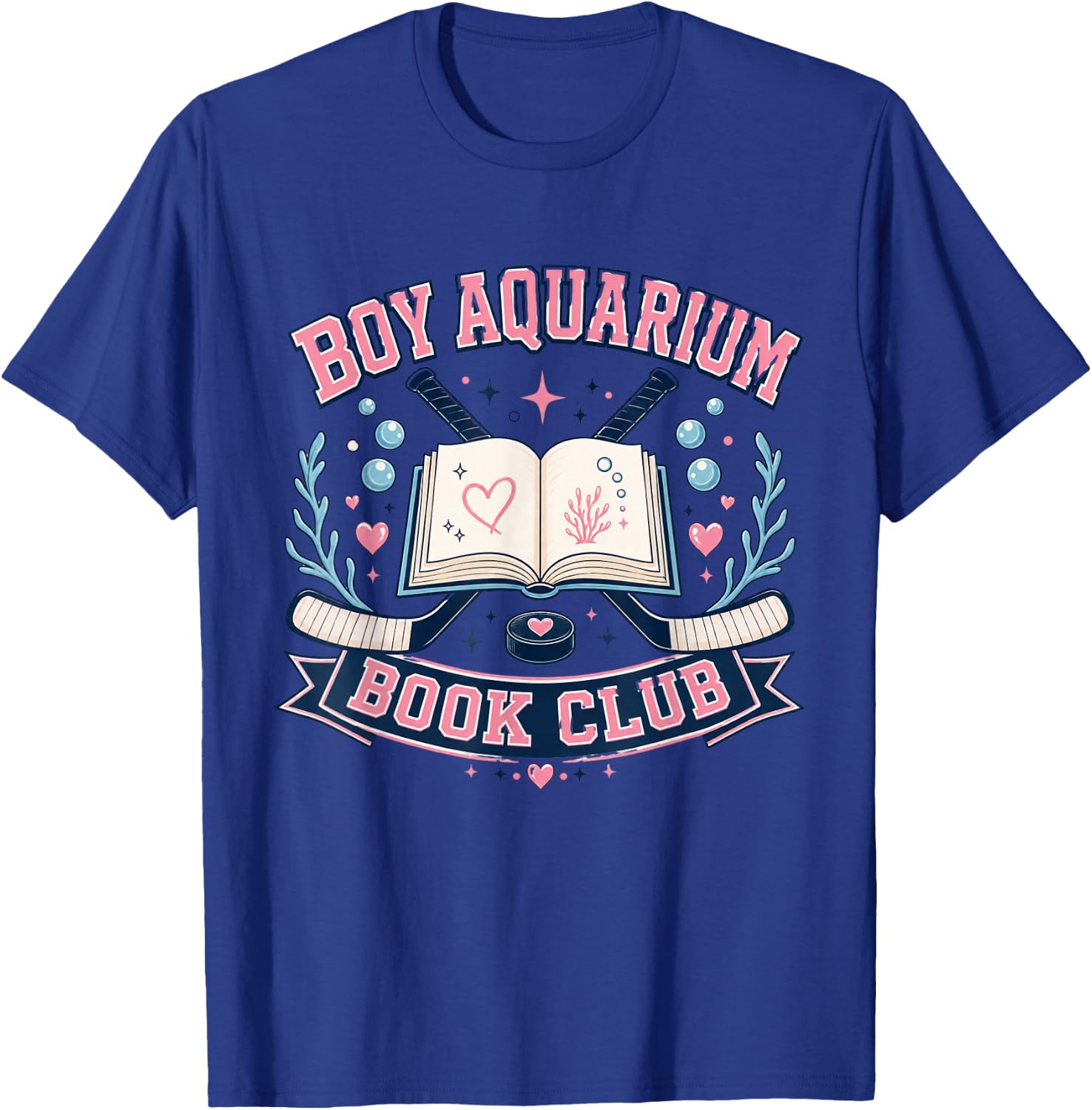 Boy Aquarium Book Club Hockey Romance Reader Aesthetic Vibes T-Shirt - T-Shirt | Royal