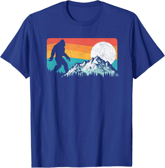 Retro Bigfoot Silhouette Rocky Mountains Eighties Outdoor T-Shirt - T-Shirt | Royal