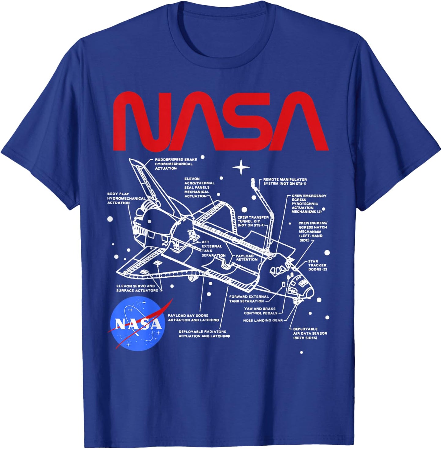 NASA Space Shuttle Schematic Layout T-Shirt - T-Shirt | Royal