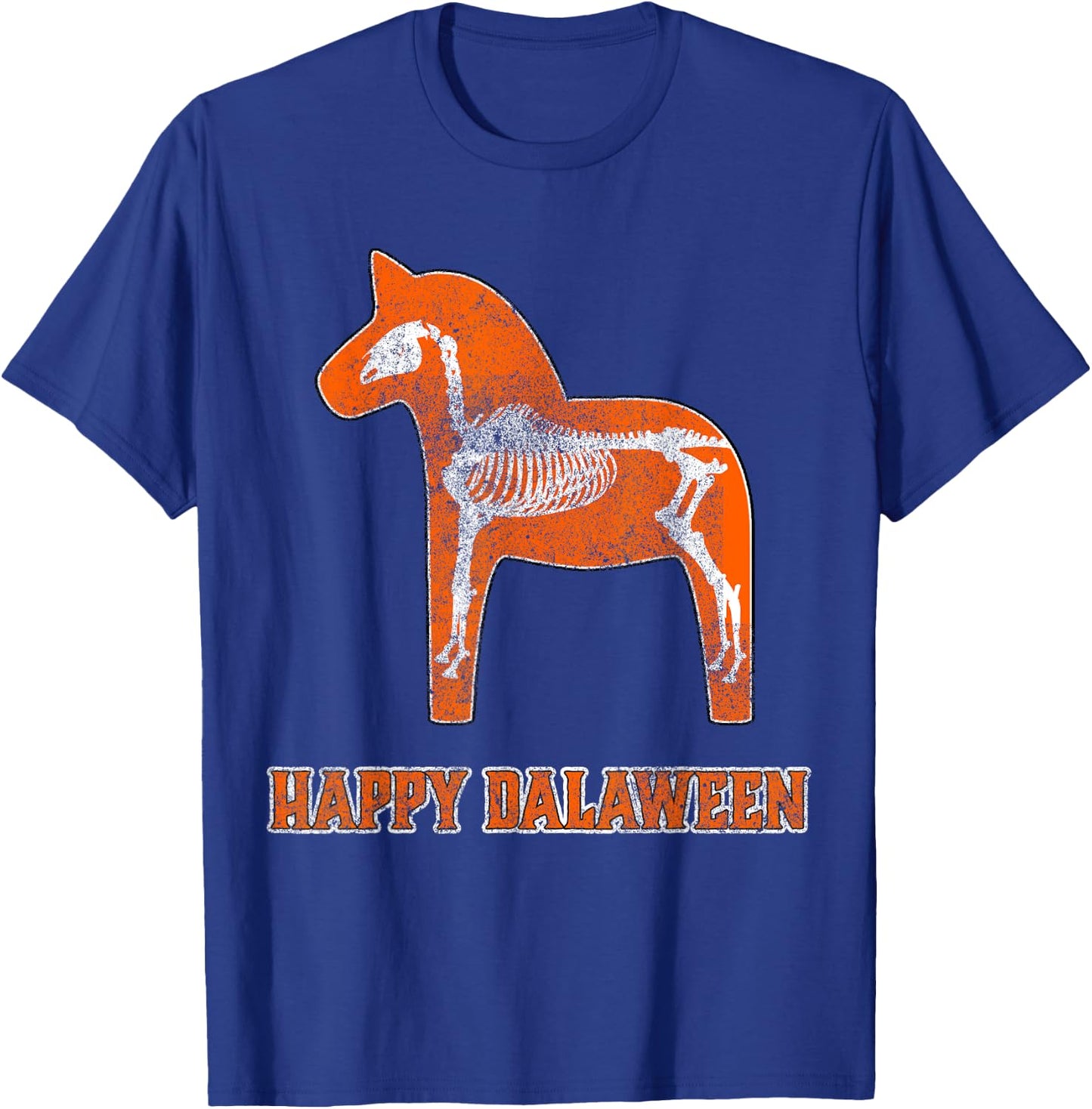 Swedish Halloween Happy Dalaween Scary Dala Horse Skeleton T-Shirt - T-Shirt | Royal
