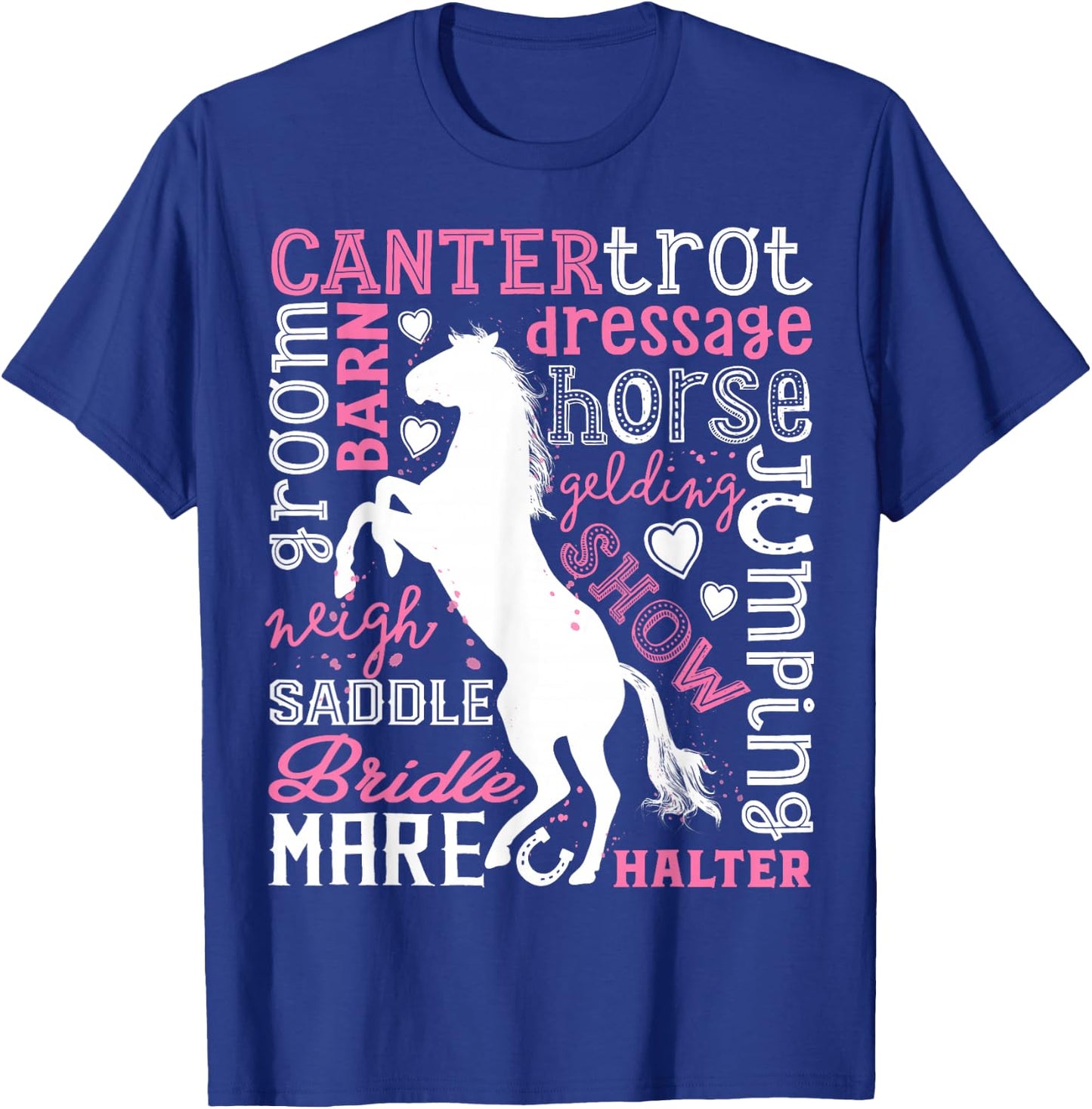 Horse Typography Word Art Girls Horseback Riding Equestrian T-Shirt - T-Shirt | Royal