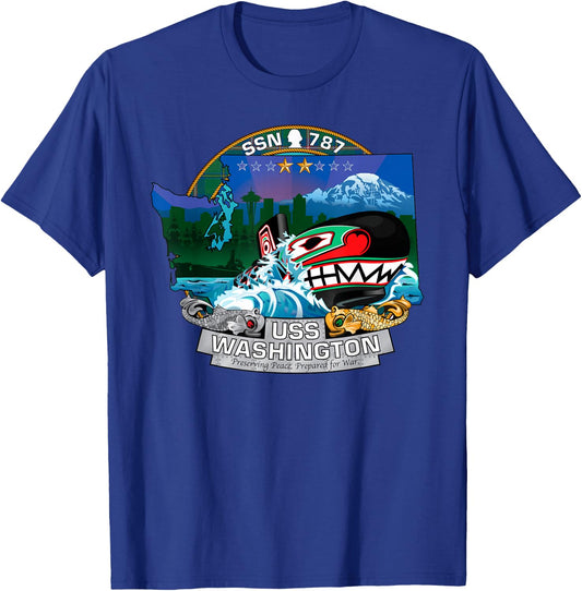 Submarine Veteran SSN-787 USS Washington U-boat Gift T-Shirt - T-Shirt | Royal