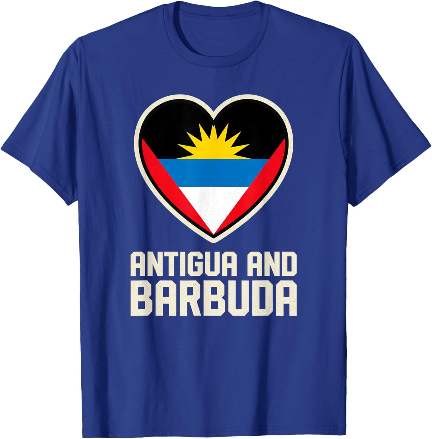Antigua and Barbuda Heart Flag Vintage Souvenir T-Shirt - T-Shirt | Royal