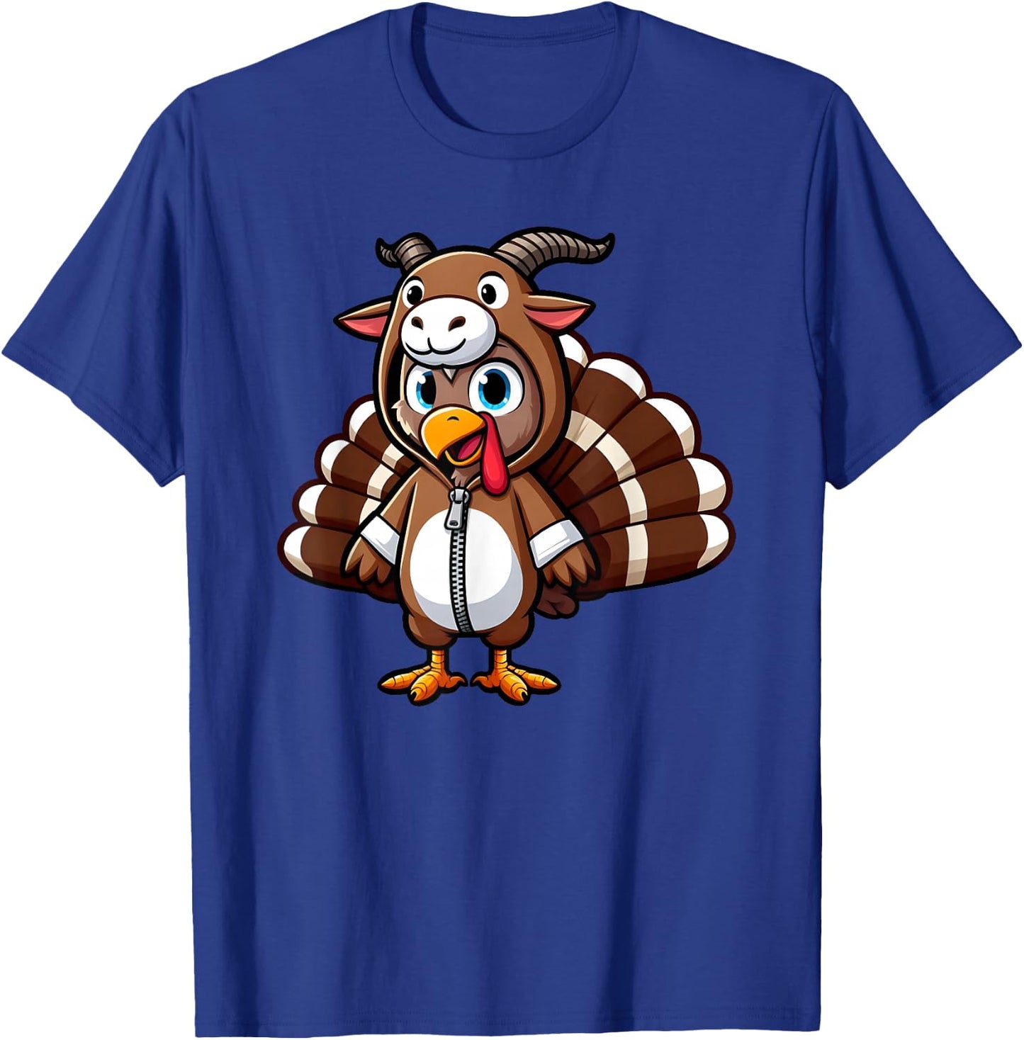 Turkey Costume Goat Funny Thanksgiving Turkey Women Men T-Shirt - T-Shirt | Royal