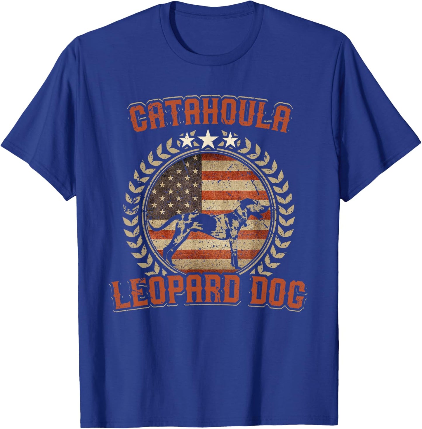 Catahoula Leopard Dog American Flag Shirt USA Dog Lover Gift T-Shirt - T-Shirt | Royal