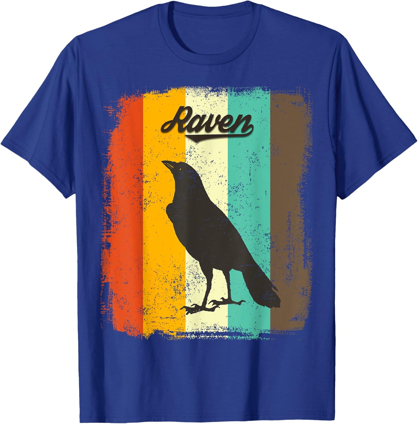Raven Retro 70s Vintage Bird Lover Art T-Shirt - T-Shirt | Royal