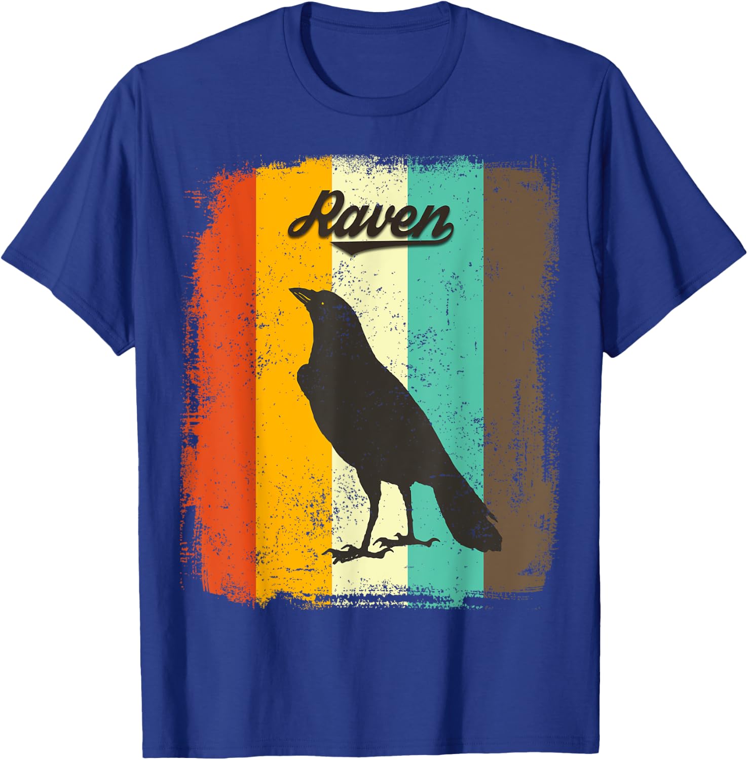 Raven Retro 70s Vintage Bird Lover Art T-Shirt - T-Shirt | Royal
