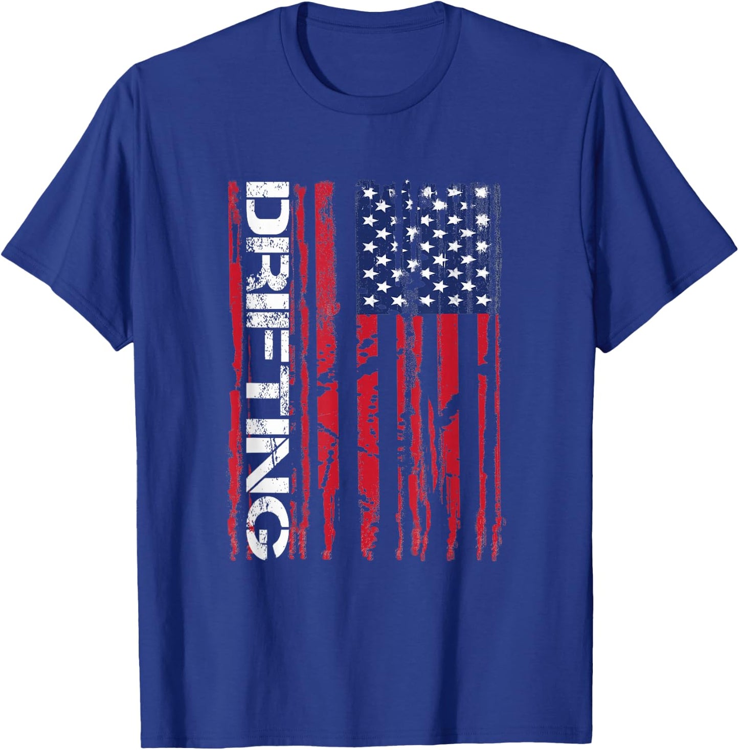 Vintage American Flag Car Racing Drifting T-Shirt - T-Shirt | Royal