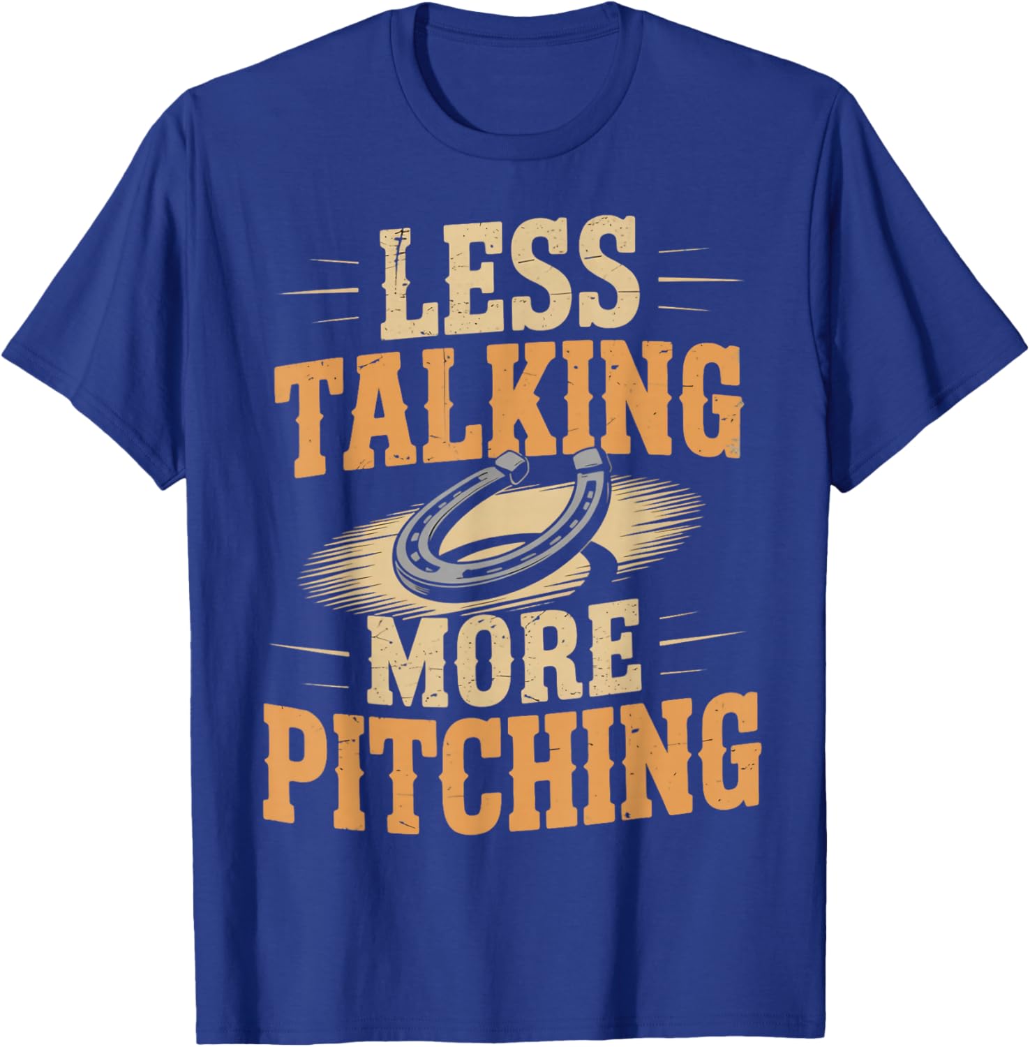 Less Talking More Horseshoes Game Ringer Horseshoe Pitching T-Shirt - T-Shirt | Royal