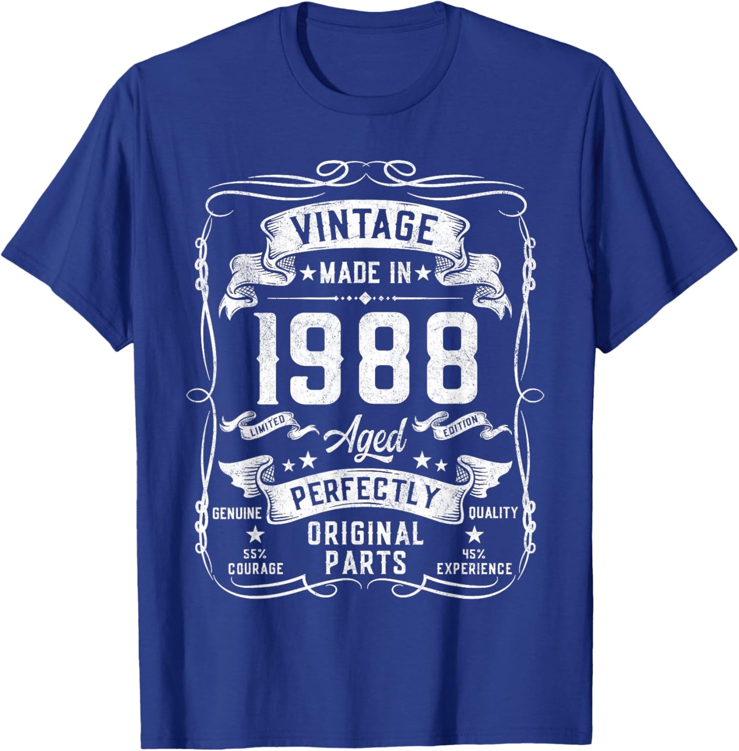 37th Birthday Gifts 37yr 37 Years Old Vintage 1988 T-Shirt - T-Shirt | Royal