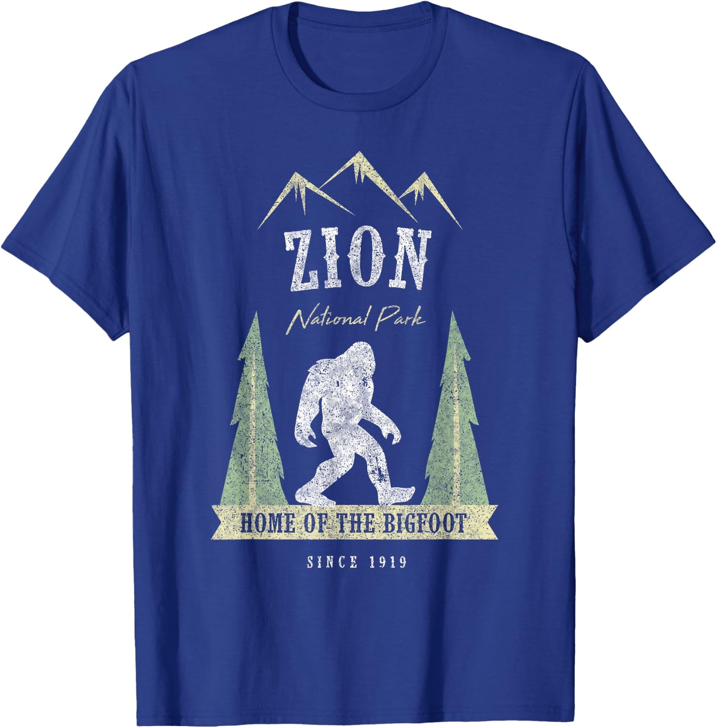 Zion National Park Shirt Vintage Bigfoot Utah Gift T-Shirt - T-Shirt | Royal