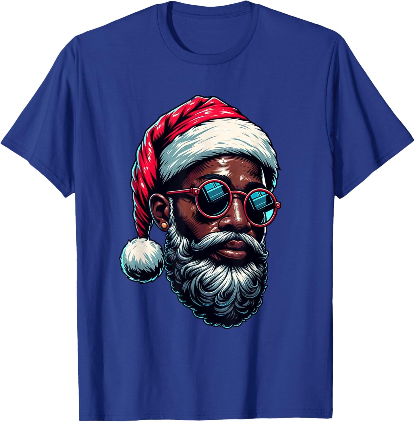 African American Christmas Pajama Xmas Afro Santa Claus PJ T-Shirt - T-Shirt | Royal