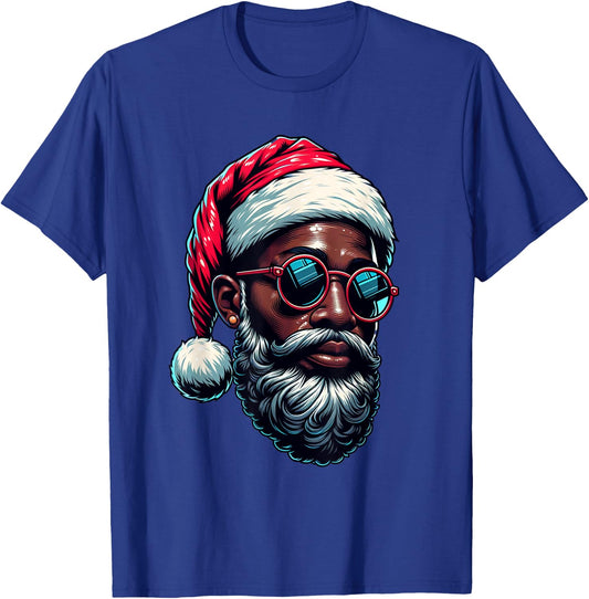 African American Christmas Pajama Xmas Afro Santa Claus PJ T-Shirt - T-Shirt | Royal