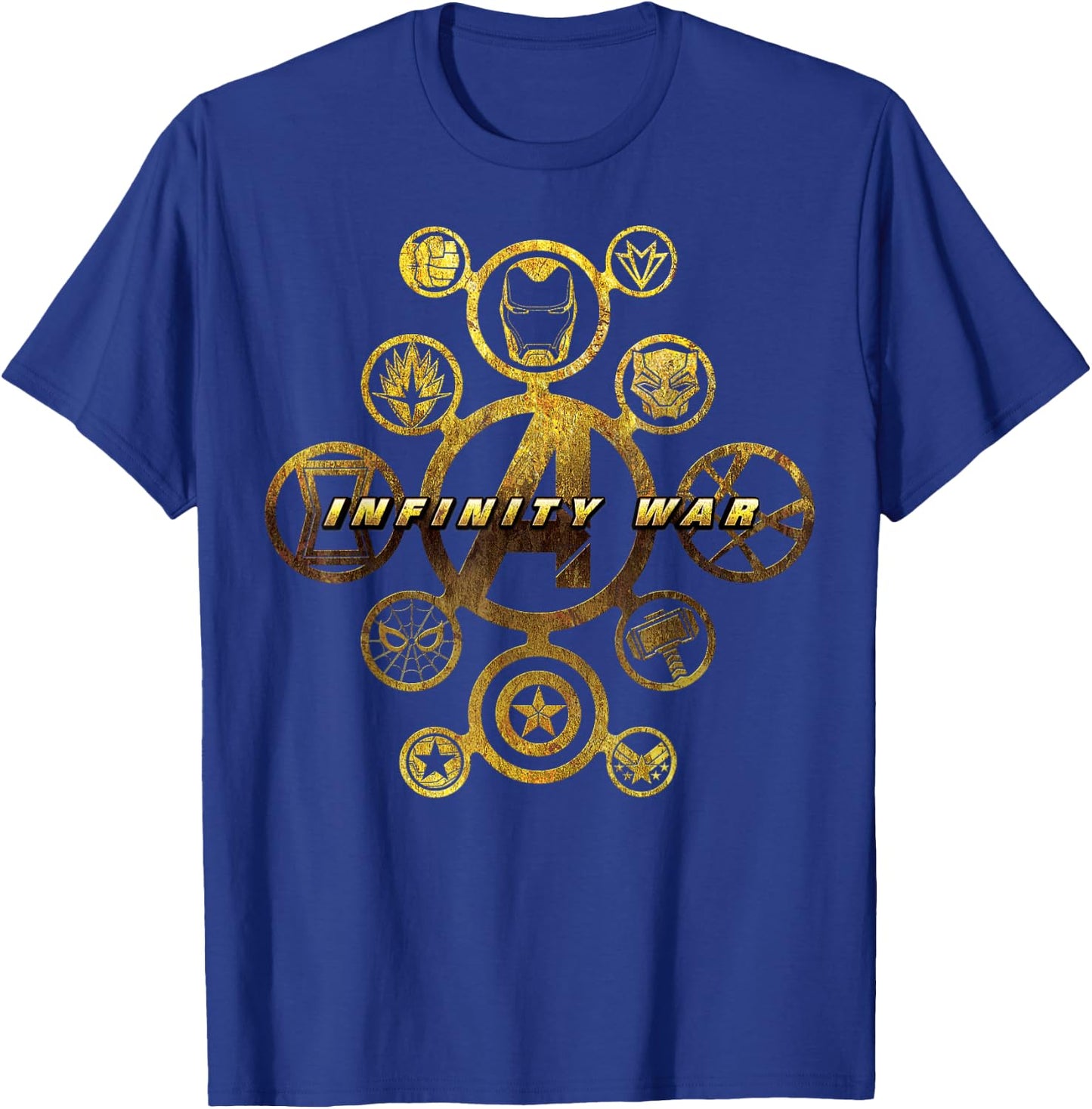 Marvel Avengers Infinity War Gold Hero Icons Graphic T-Shirt - T-Shirt | Royal