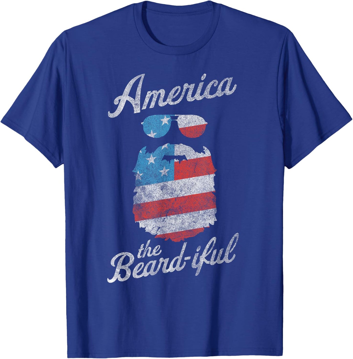 Patriotic American Flag Beard Shirt America The Beard-iful T-Shirt - T-Shirt | Royal