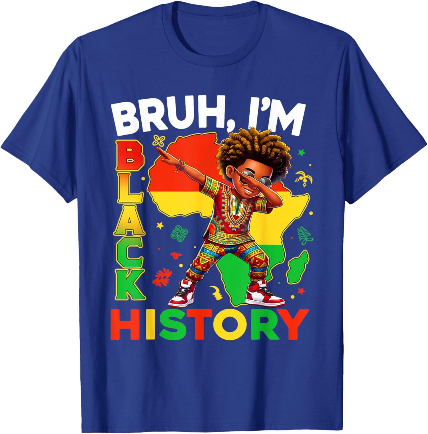 I Am Black History Month Dabbing Afro African Men Boys Kids T-Shirt - T-Shirt | Royal