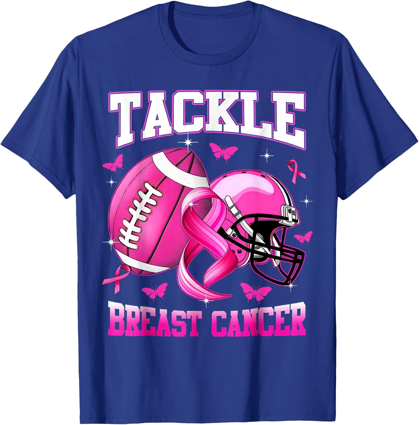 Tackle Breast Cancer Awareness American Football T-Shirt - T-Shirt | Royal