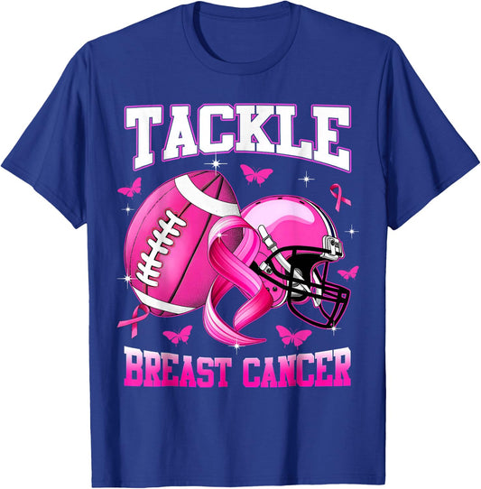 Tackle Breast Cancer Awareness American Football T-Shirt - T-Shirt | Royal