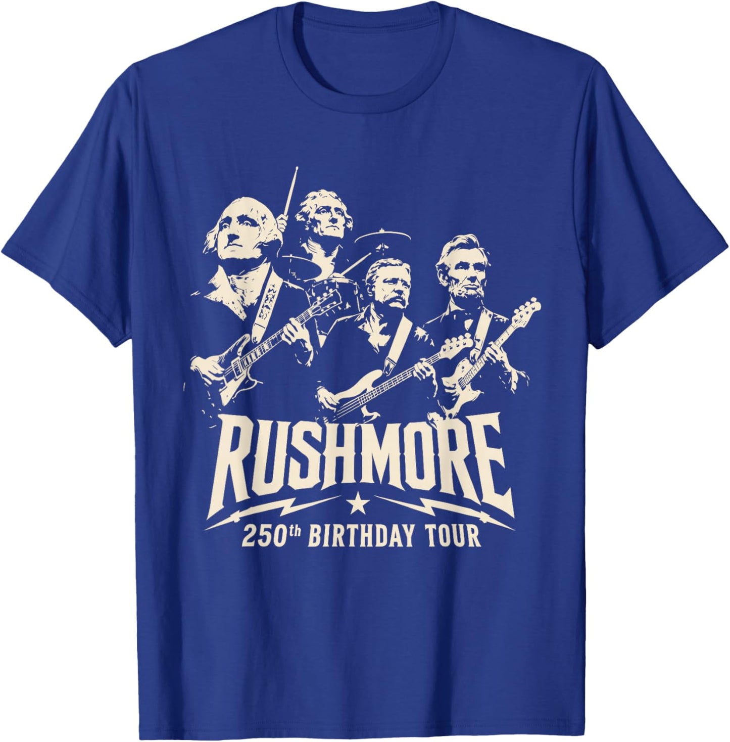 Funny Mount Rushmore 250th Birthday Tour Rockstar Graphic T-Shirt - T-Shirt | Royal