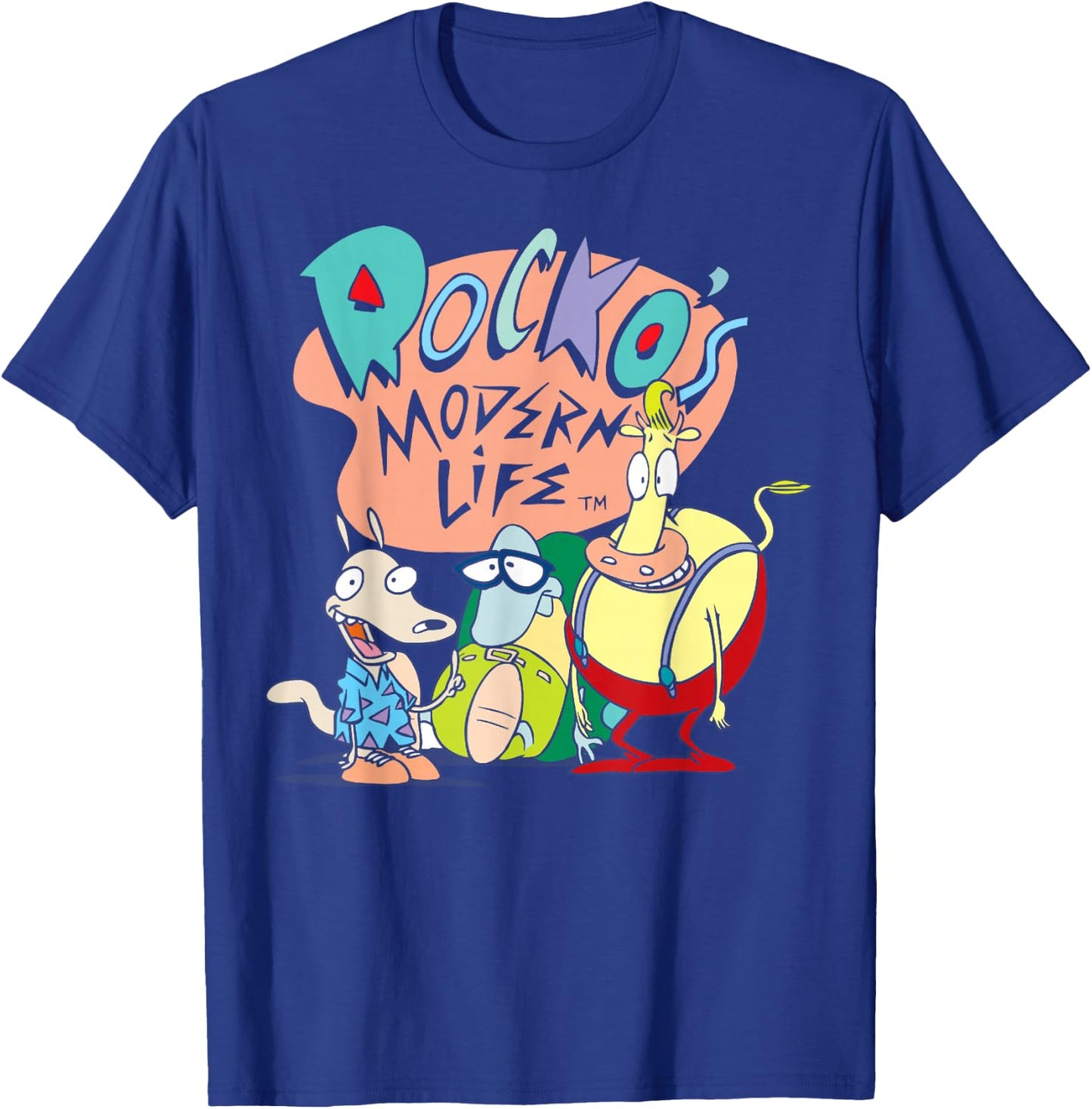 Rocko's Modern Life Group Retro Title T-Shirt - T-Shirt | Royal