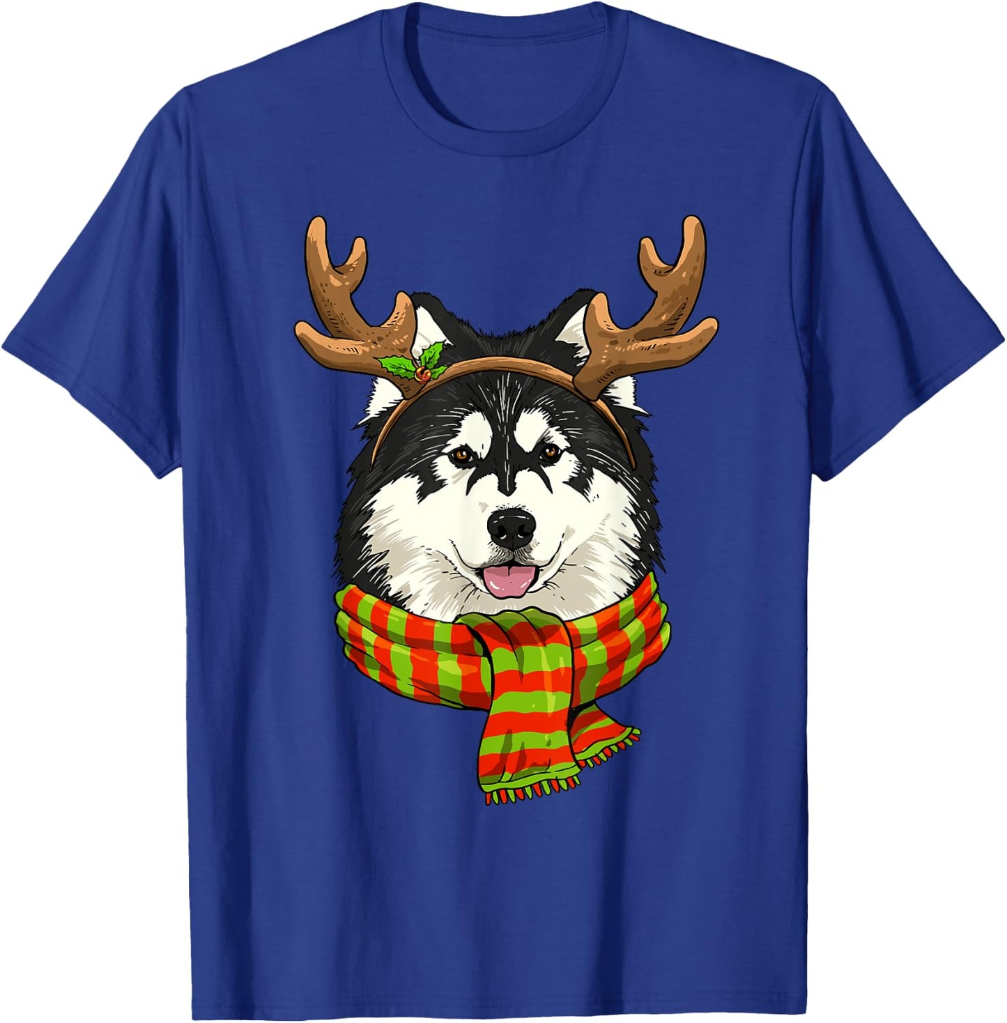 Alaskan Malamute Reindeer Christmas Shirt Xmas Pet Dog Lover T-Shirt - T-Shirt | Royal