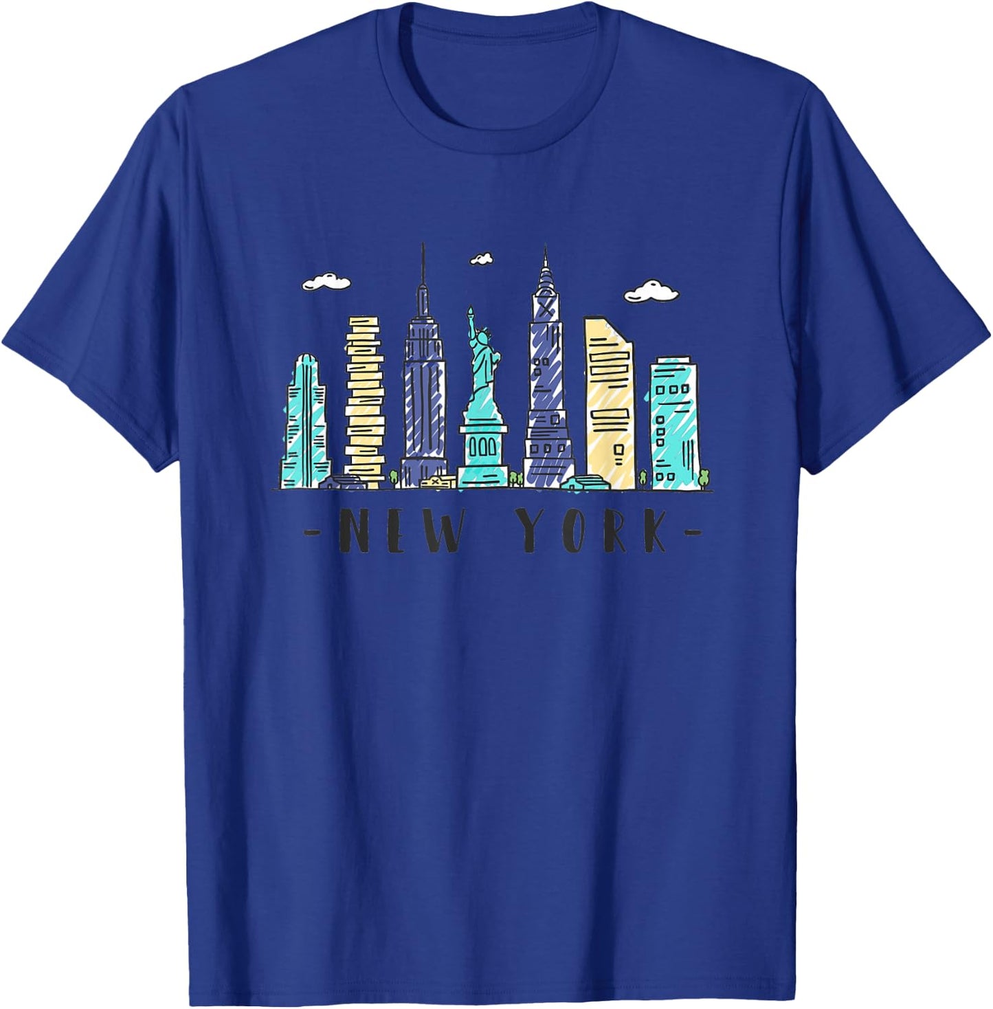 New York Skyline NYC NY City USA America Souvenir Gift T-Shirt - T-Shirt | Royal