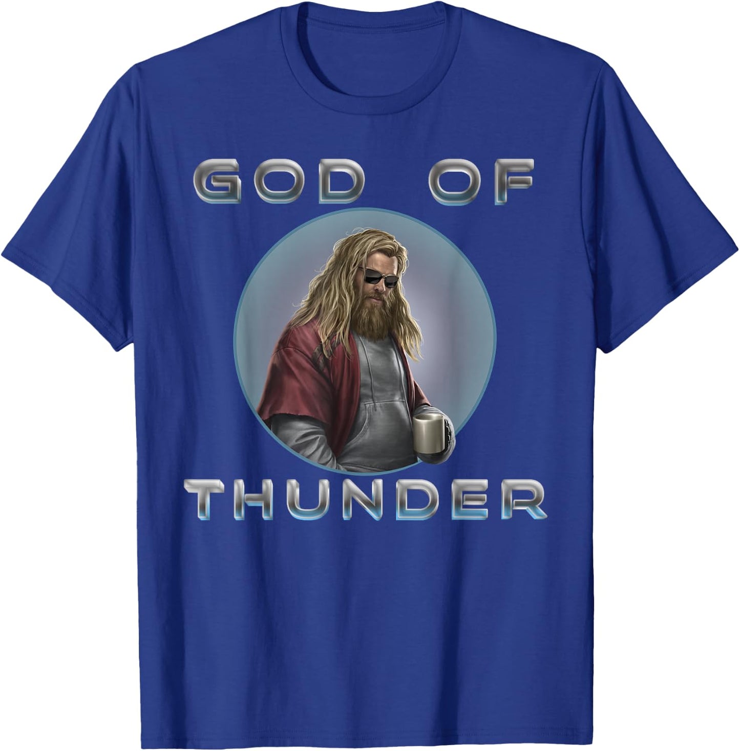 Marvel Avengers: Endgame Thor God of Thunder Circle Portrait Small T-Shirt - T-Shirt | Royal