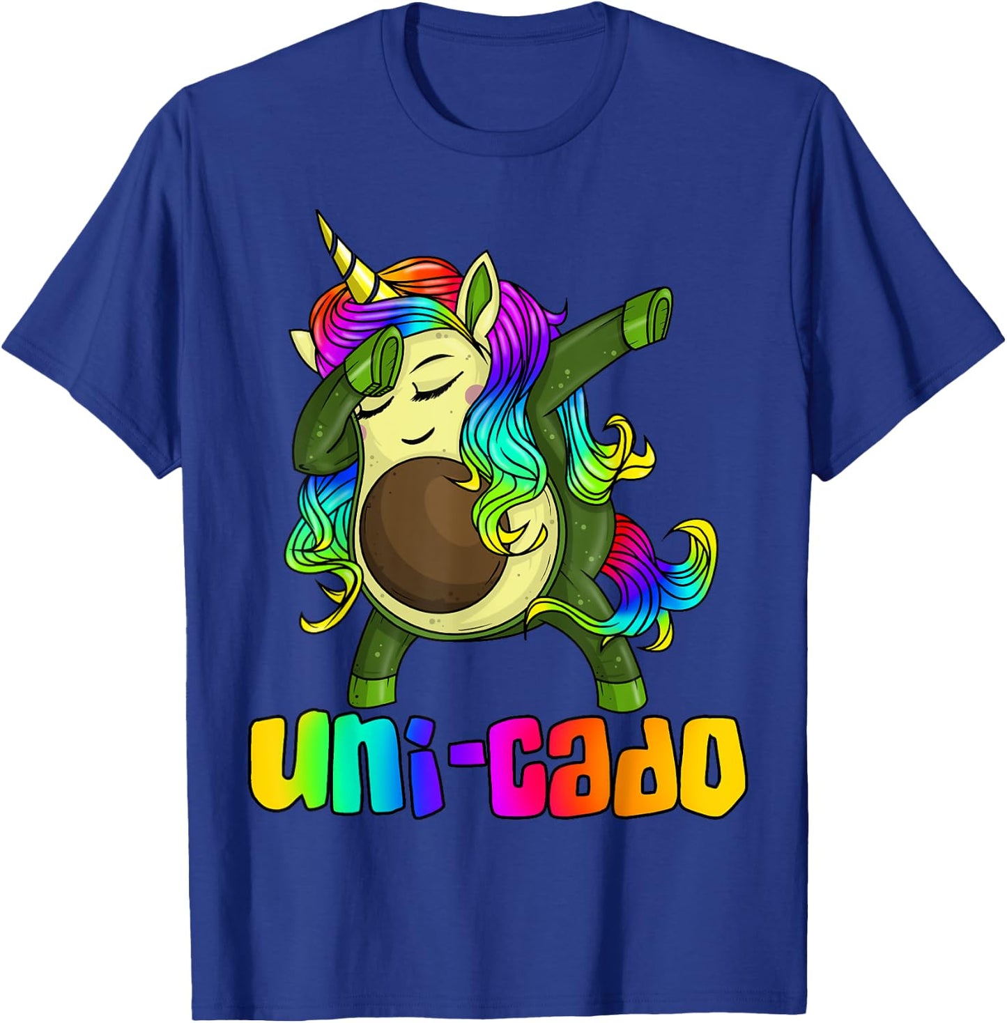 Uni Cado Dabbing Unicorn Avocado Rainbow Girl Birthday Gift T-Shirt - T-Shirt | Royal