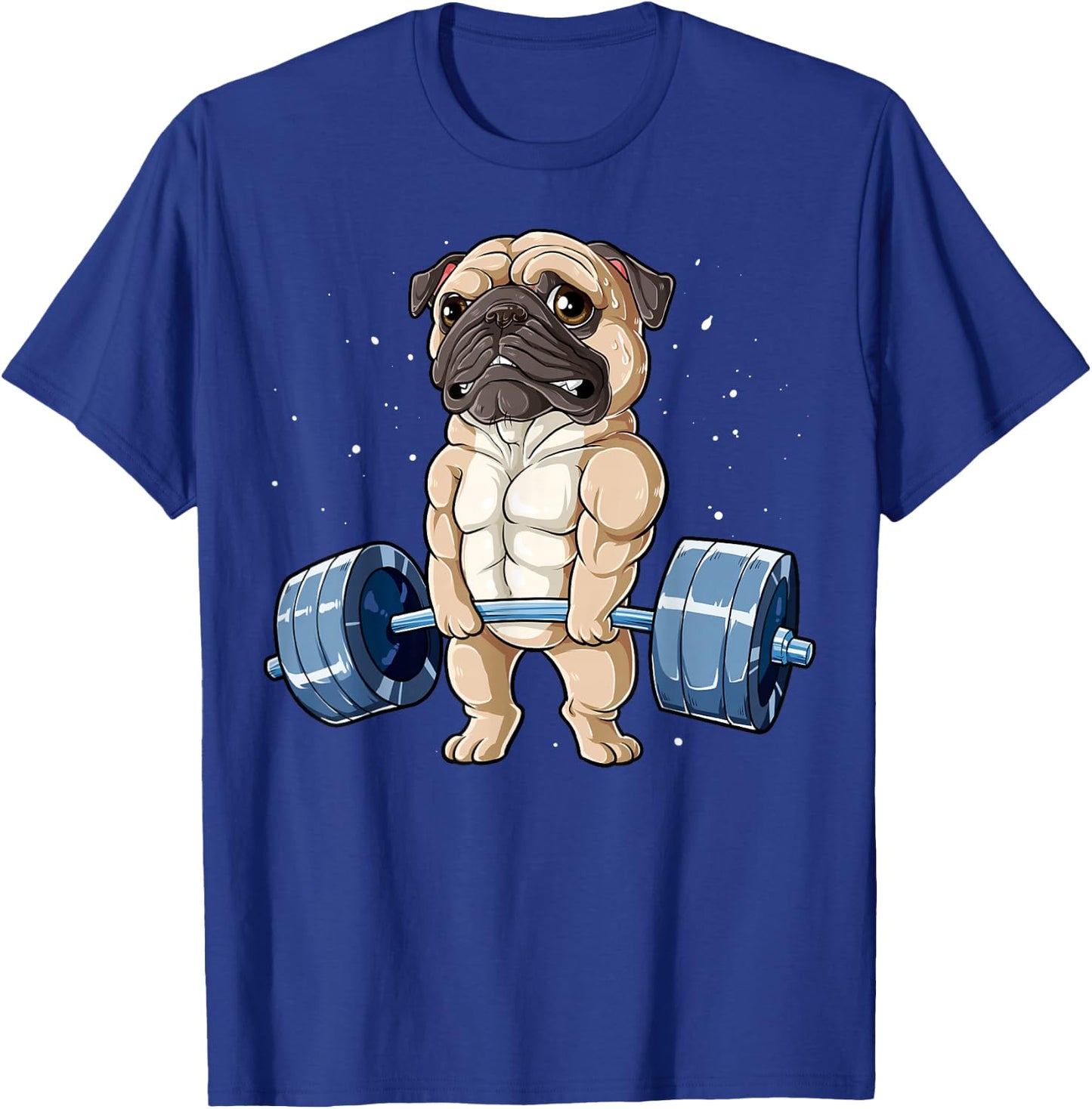 Pug Weightlifting Funny Deadlift Men Fitness Gym Workout T-Shirt - T-Shirt | Royal