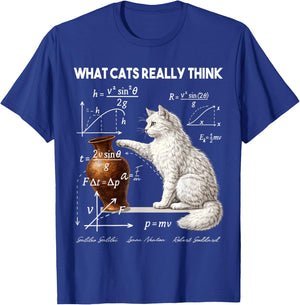 Funny Physics What Cats Really Think Math Humor T-Shirt - T-Shirt | Royal