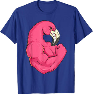 Funny Flamingo Weightlifting Bodybuilder Muscle Fitness T-Shirt - T-Shirt | Royal