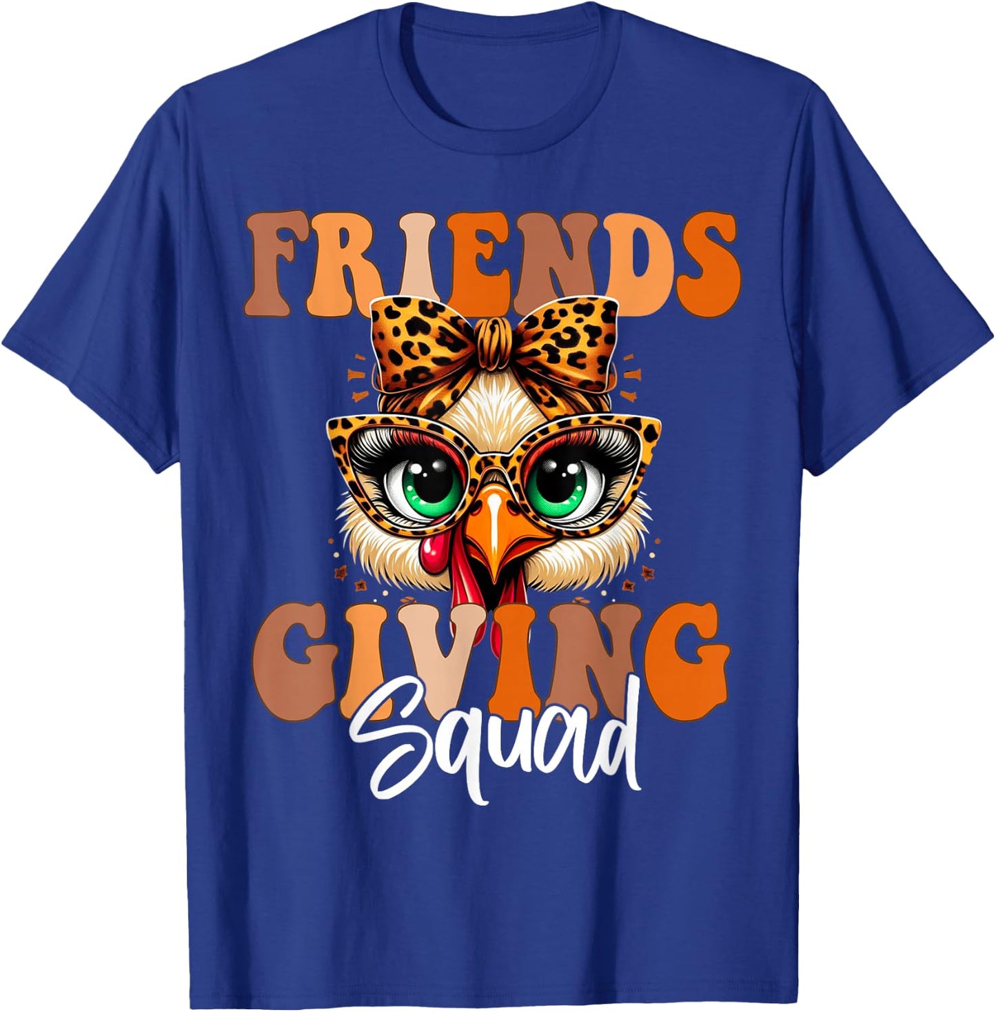 Friends Squad Thanksgiving 2024 Turkey Face Leopard T-Shirt - T-Shirt | Royal