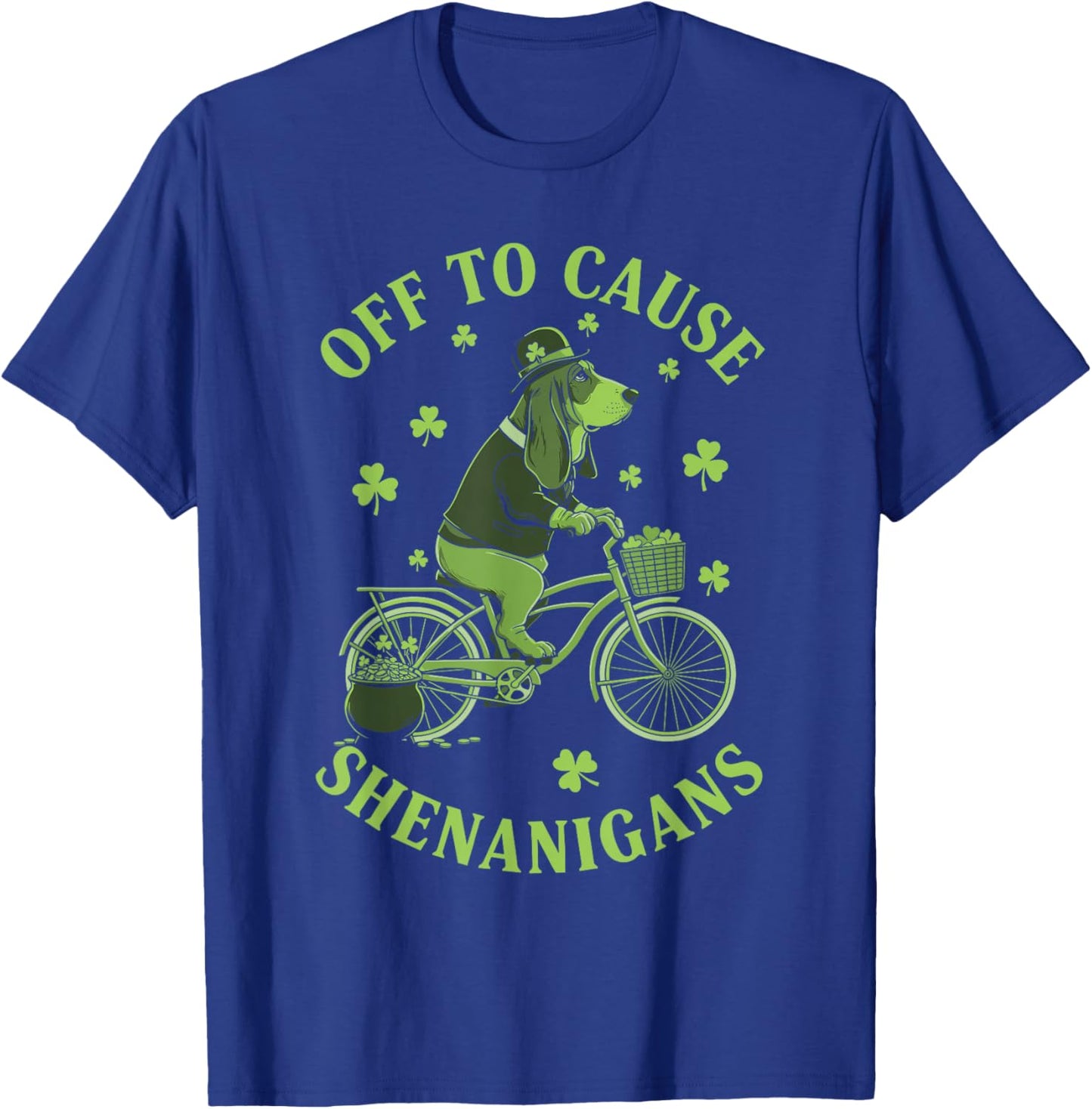 Off to Cause Shenanigans Basset Hound St Patricks Day T-Shirt - T-Shirt | Royal