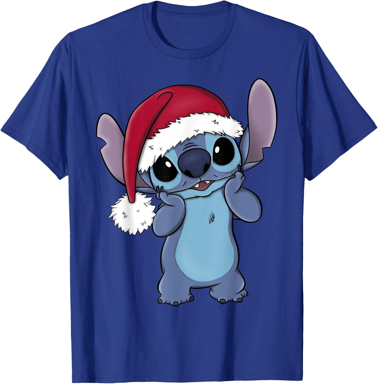 Disney Lilo & Stitch Christmas Santa Hat Stitch Portrait Short Sleeve Black T-Shirt - T-Shirt | Royal