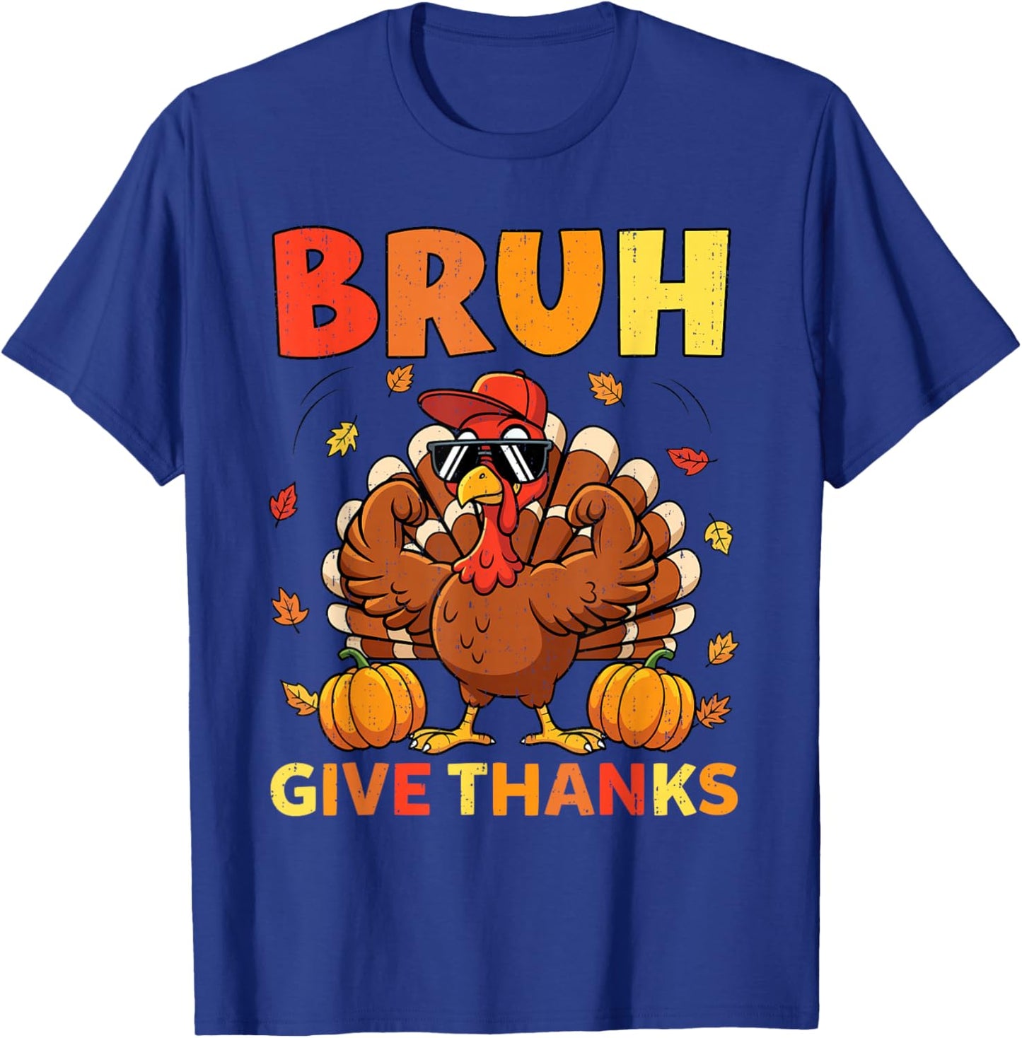 Bruh Meme Turkey Funny Fall Thanksgiving Boys Teens Kids T-Shirt - T-Shirt | Royal