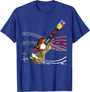 Uke It UP with musical notes! Ukulele design T-Shirt - T-Shirt | Royal